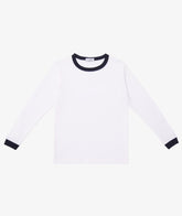 Long-Sleeve Kids’ T-Shirt – Blue Trim - Blue | My Style Bags