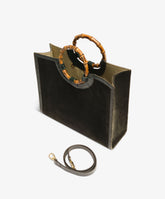 Bamboo Handbag Velour - Large in Dark Green - Dark Green | My Style Bags